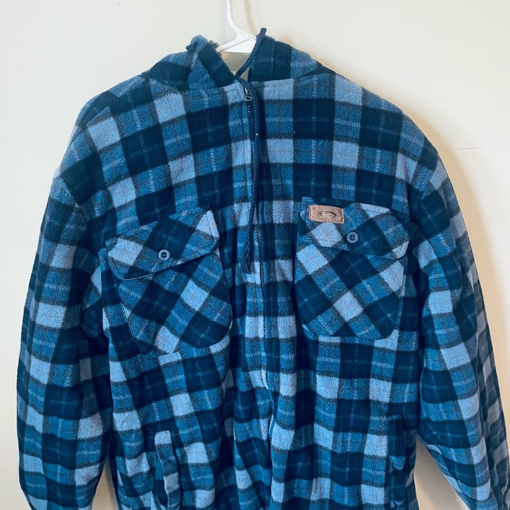 Cozy Blue Checkered Kids Puffer Jacket